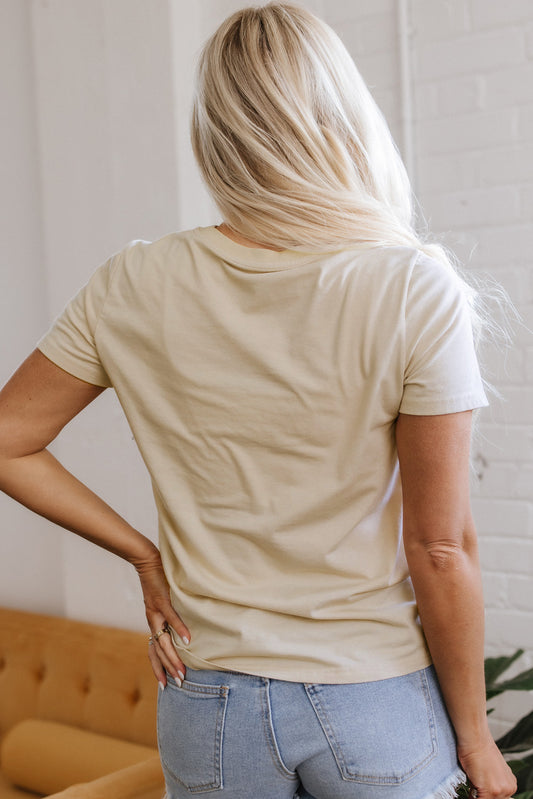 Beige LIVE YOUR BEST LIFE Crew Neck Western Graphic Tee