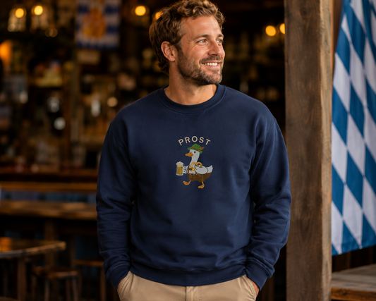 Oktoberfest PROST Goose Embroidered Sweatshirt – German Beer Festival Crewneck