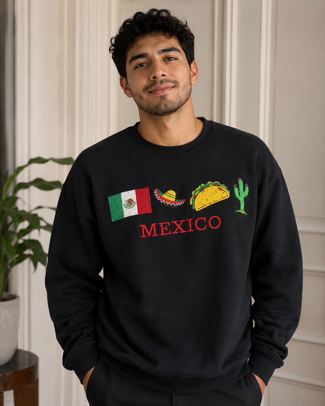 Mexico Embroidered Sweatshirt | Mexican Flag & Cultural Icons | Unisex Crewneck Gift