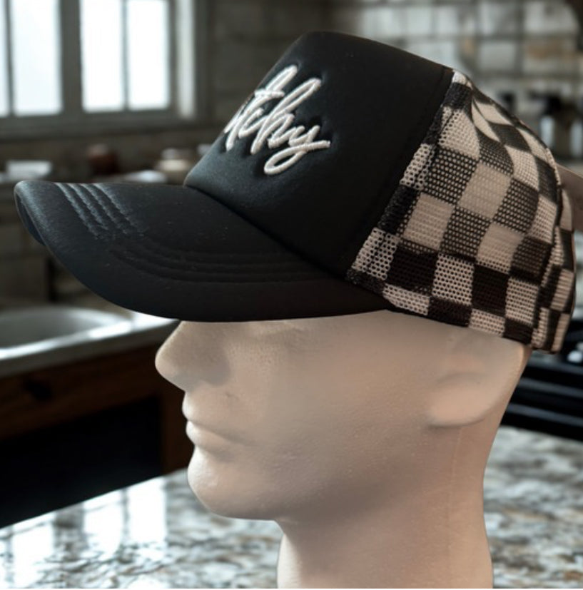 Witchy Checkered Trucker Hat